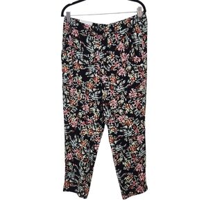 Jessica Simpson Black Floral Print Ankle Pants NWT Size Medium Black Floral Pant